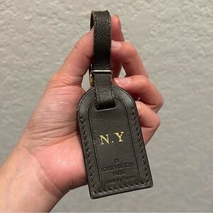 Louis Vuitton Dark Brown Leather Luggage Tag